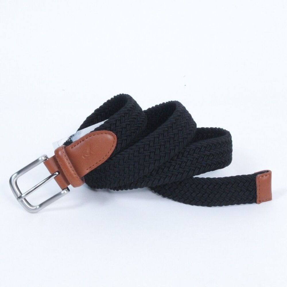 Tailorbyrd Men's Woven Navy Stretch Breaded Leather Trim Belt XL